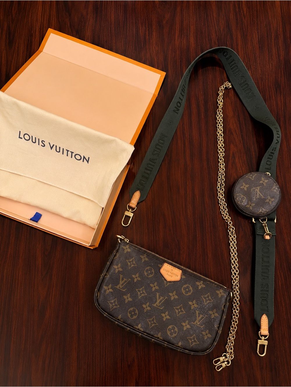 Louis Vuitton Monogram Multi-Pochette Accessoires in Brown and green